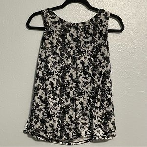 White House Black Market floral drape blouse